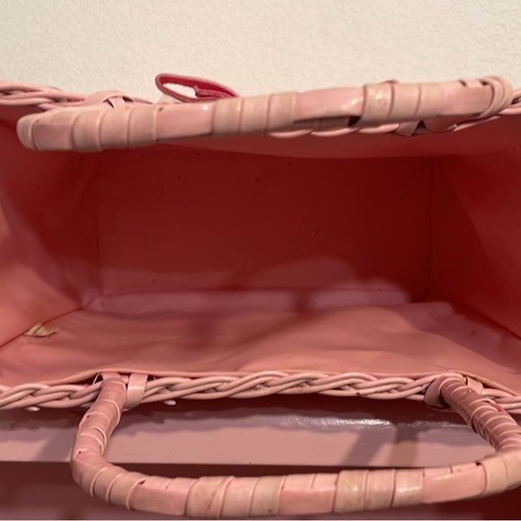 Vintage 1950s Rockabilly Pink Wicker Woven Purse Handbag. USED! - Picture 7 of 7